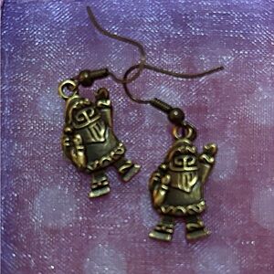 Bundle of Bronze Santa Earrings, 5 Pairs in Organza Bags